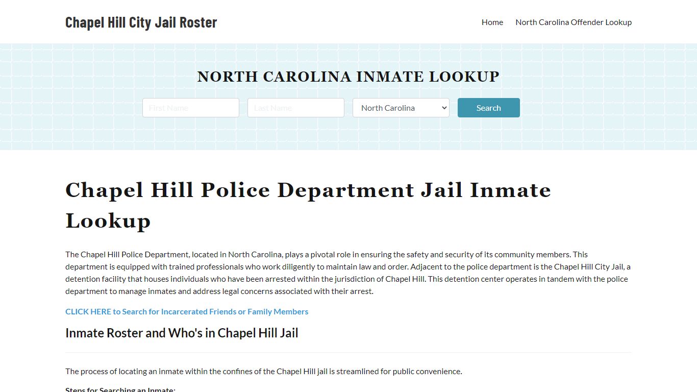 Chapel Hill Police Department & City Jail, NC Inmate Roster, Arrests ...